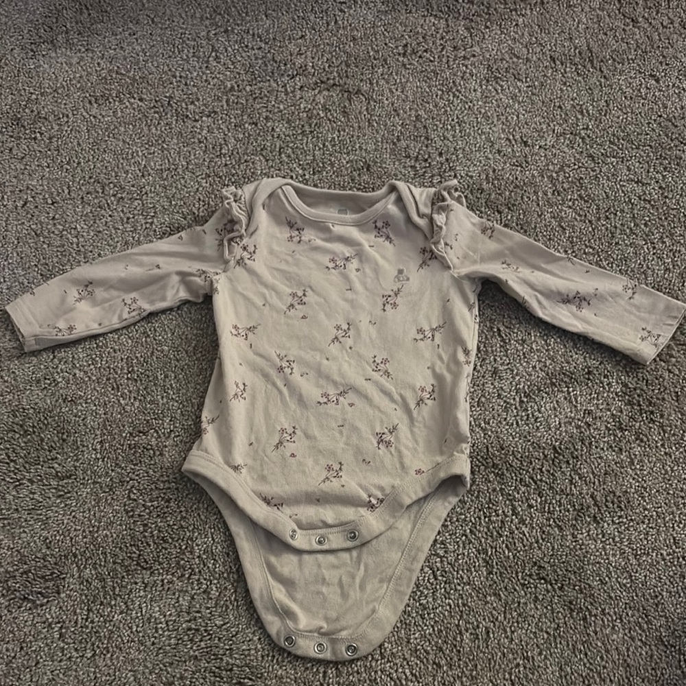 Floral Long Sleeve Baby Onesie